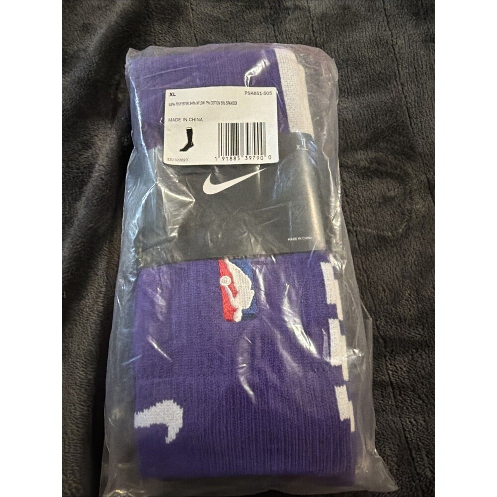 XL (12-15) Nike NBA Authentic Basketball Long Socks PURPLE White PSK651-595